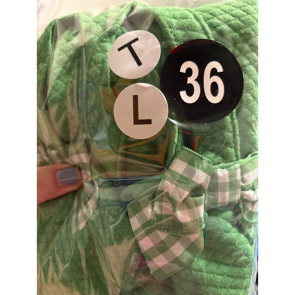 Janie And Jack Green Quilted Gingham Bow Romper Girls Size 8T - Picture 8 of 12